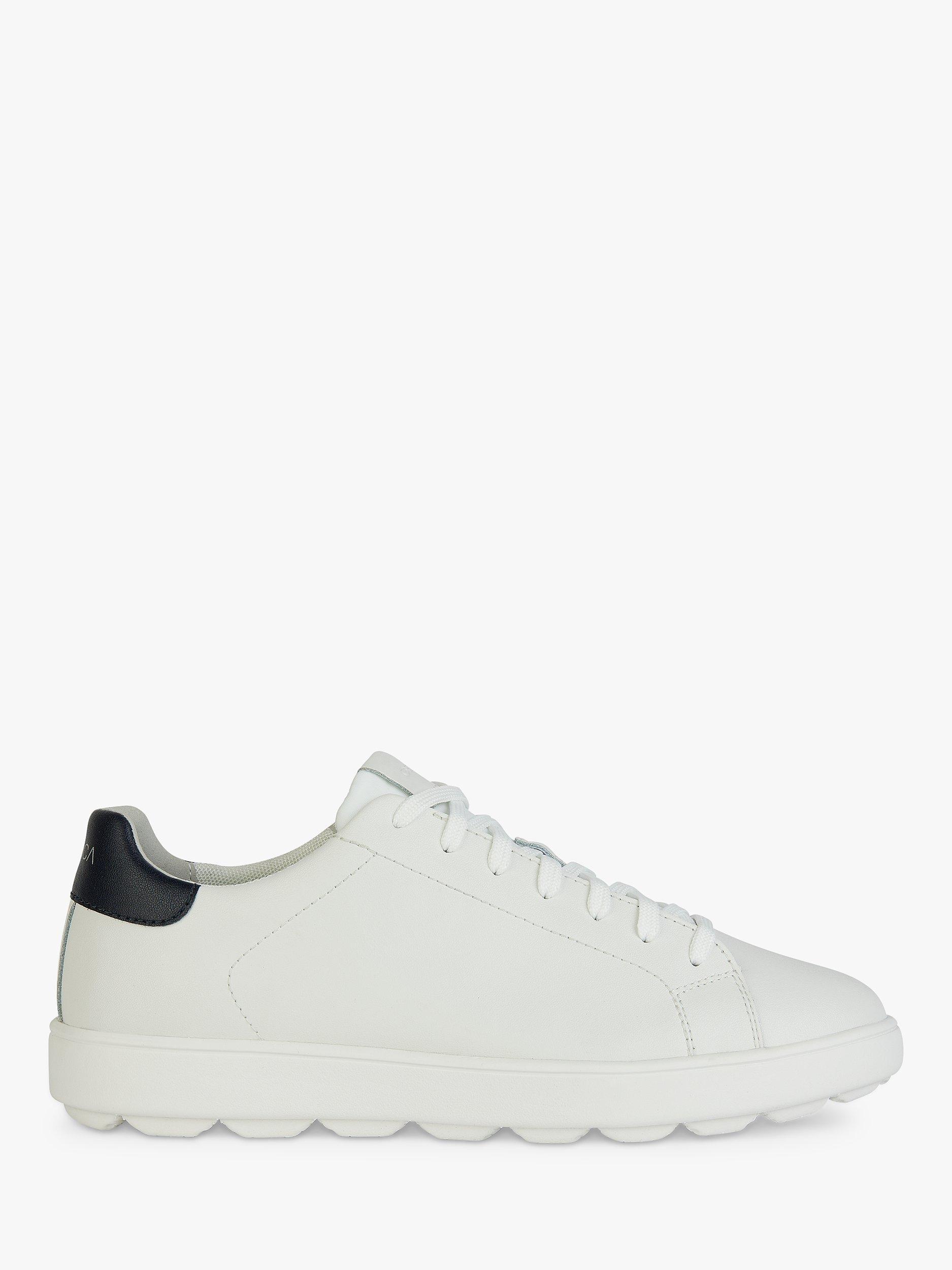 Product image 1 of 6, which shows Geox Spherica ECUB-1 Leather Trainers, White/Navy, EU46