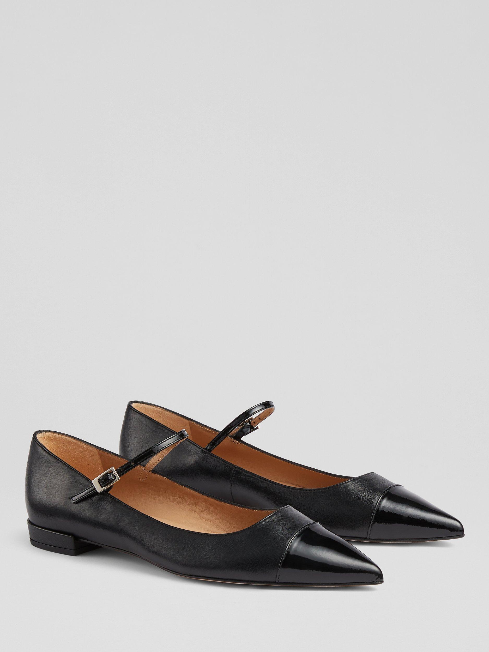 L.K.Bennett Monty Pointed Toe Flats, Black, 2