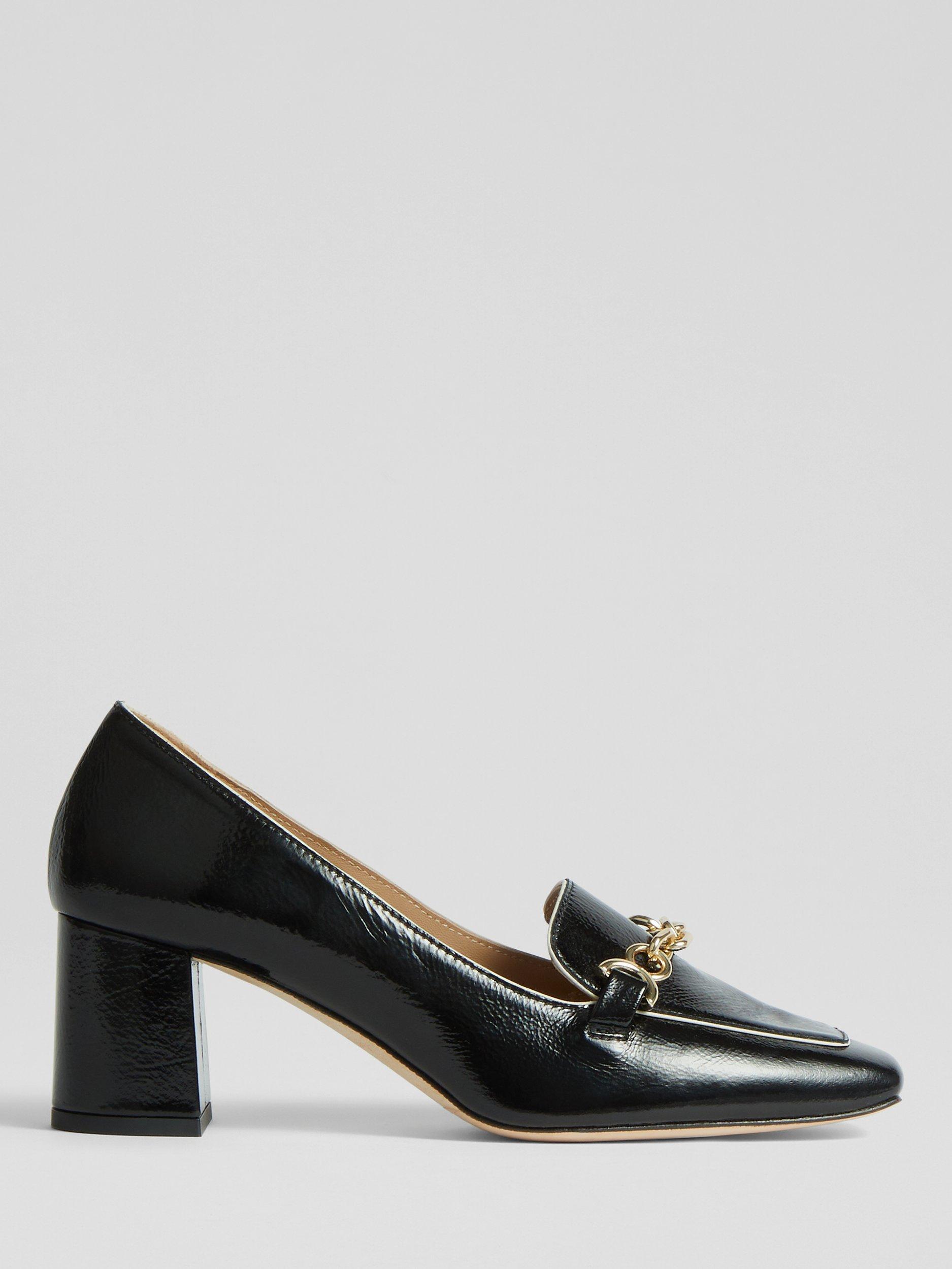 L.K.Bennett Johanna Block Heel Leather Court Shoes, Black