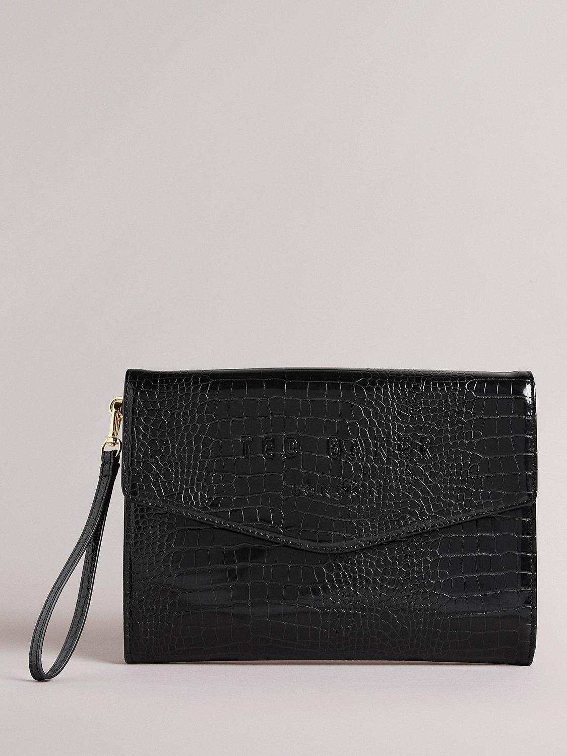 Ted Baker Crocey Croc Leather Envelope Clutch Bag