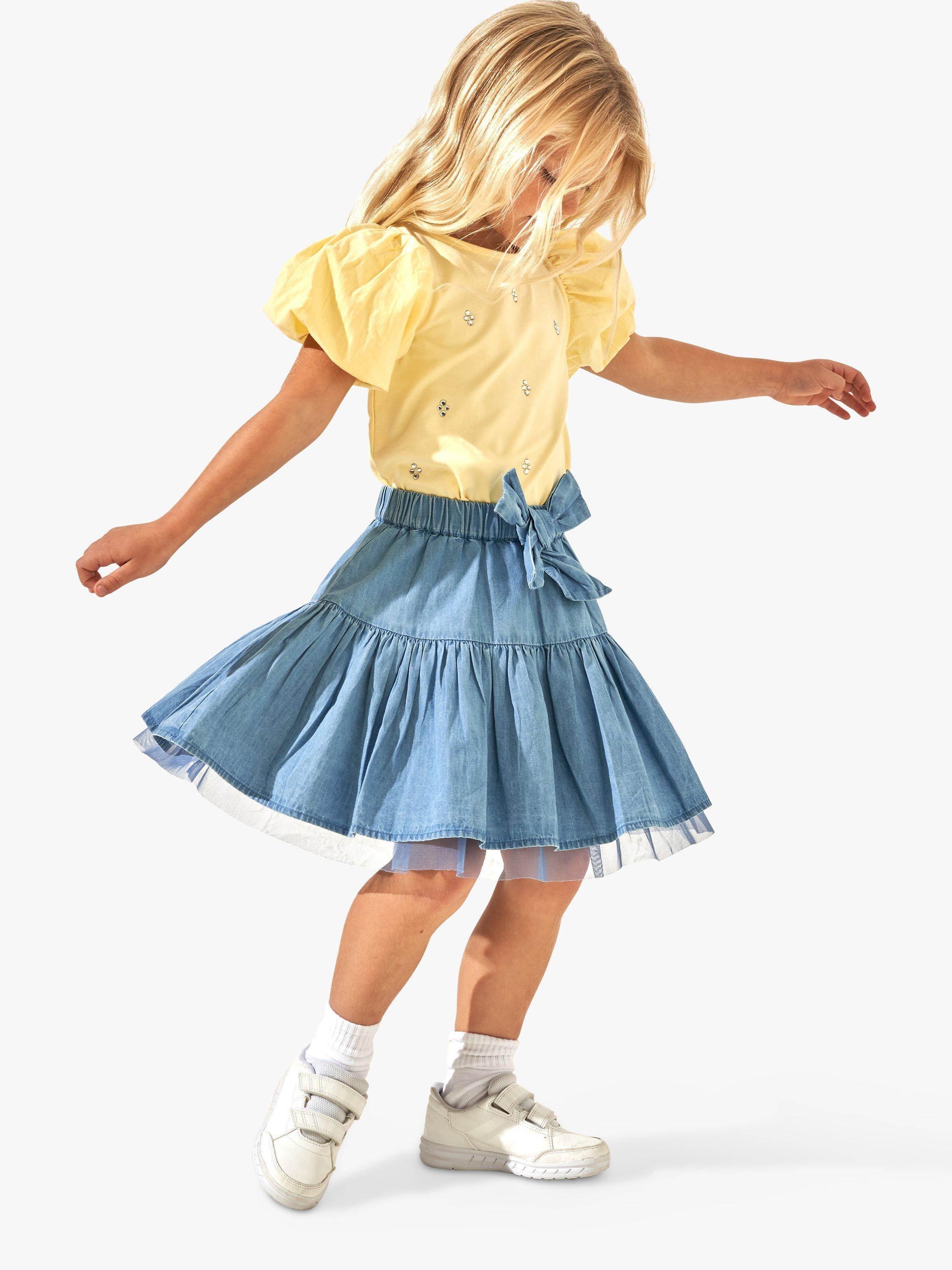 Product image 3 of 5, which shows Angel & Rocket Kids' Embellished Puff Sleeve Top, Lemondrop, 9-10 years