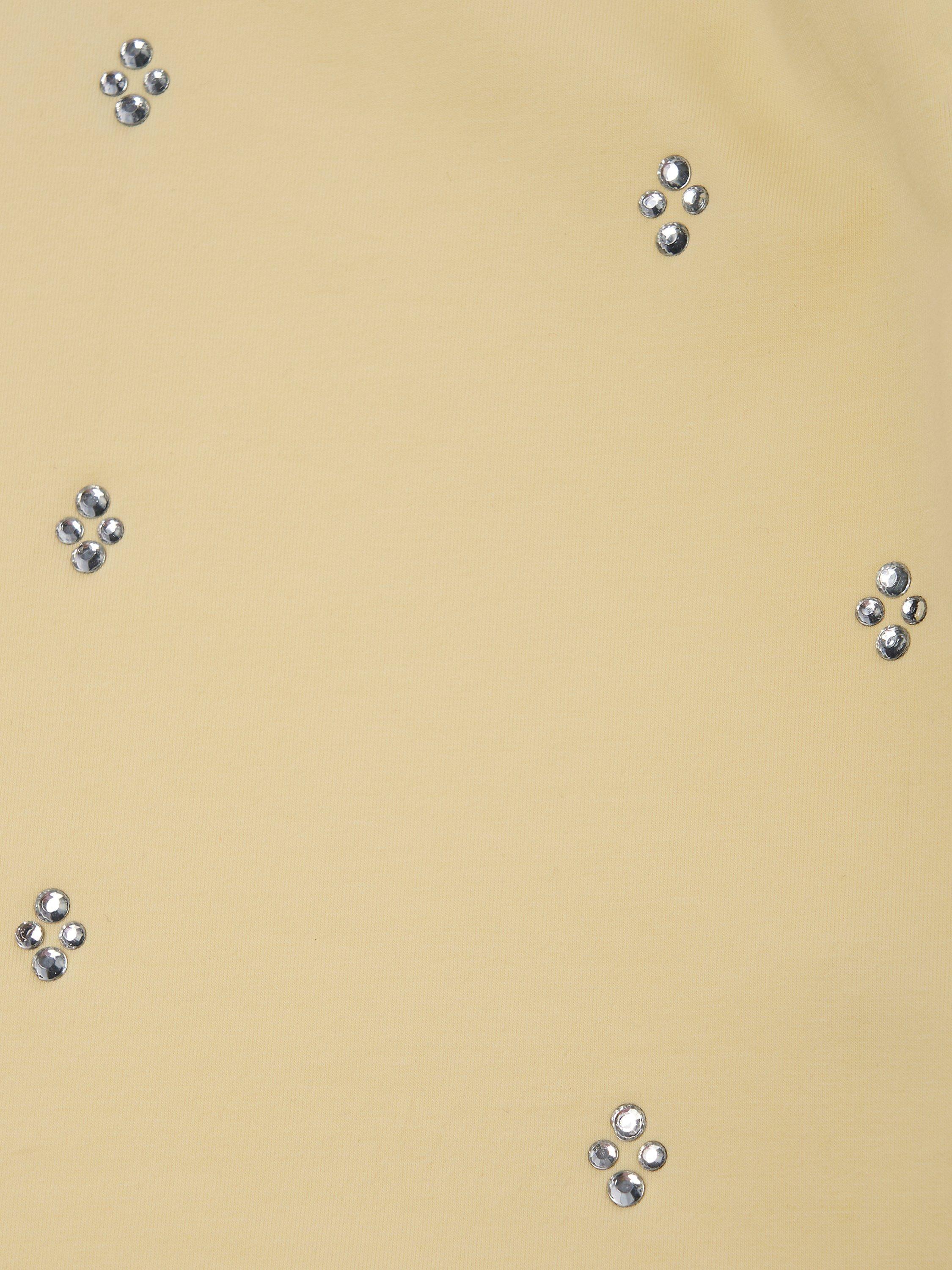Product image 5 of 5, which shows Angel & Rocket Kids' Embellished Puff Sleeve Top, Lemondrop, 9-10 years