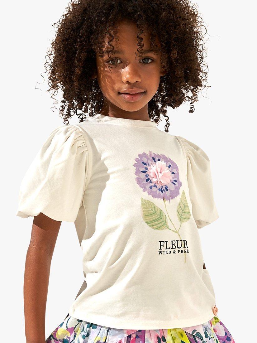 Angel & Rocket Kids' Puff Sleeve Top, Ivory