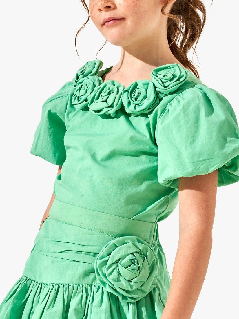 Angel & Rocket Kids' Roxie Rose Corsage Top, Green