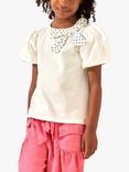 Angel & Rocket Kids' Lottie Spotty Bow T-Shirt, Nude