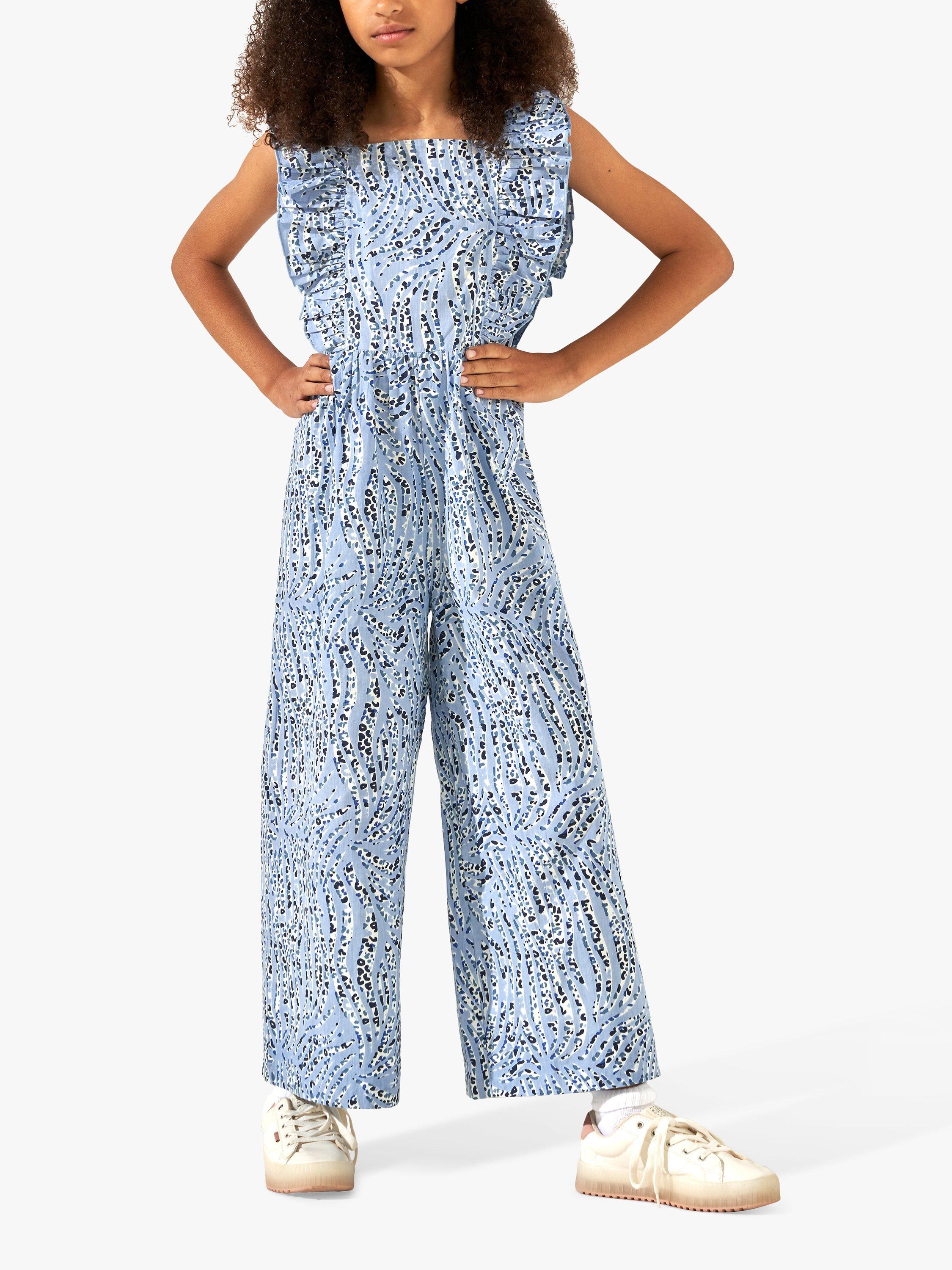 Product image 1 of 6, which shows Angel & Rocket Kids' Animal Print Jumpsuit, Blue, 3 years