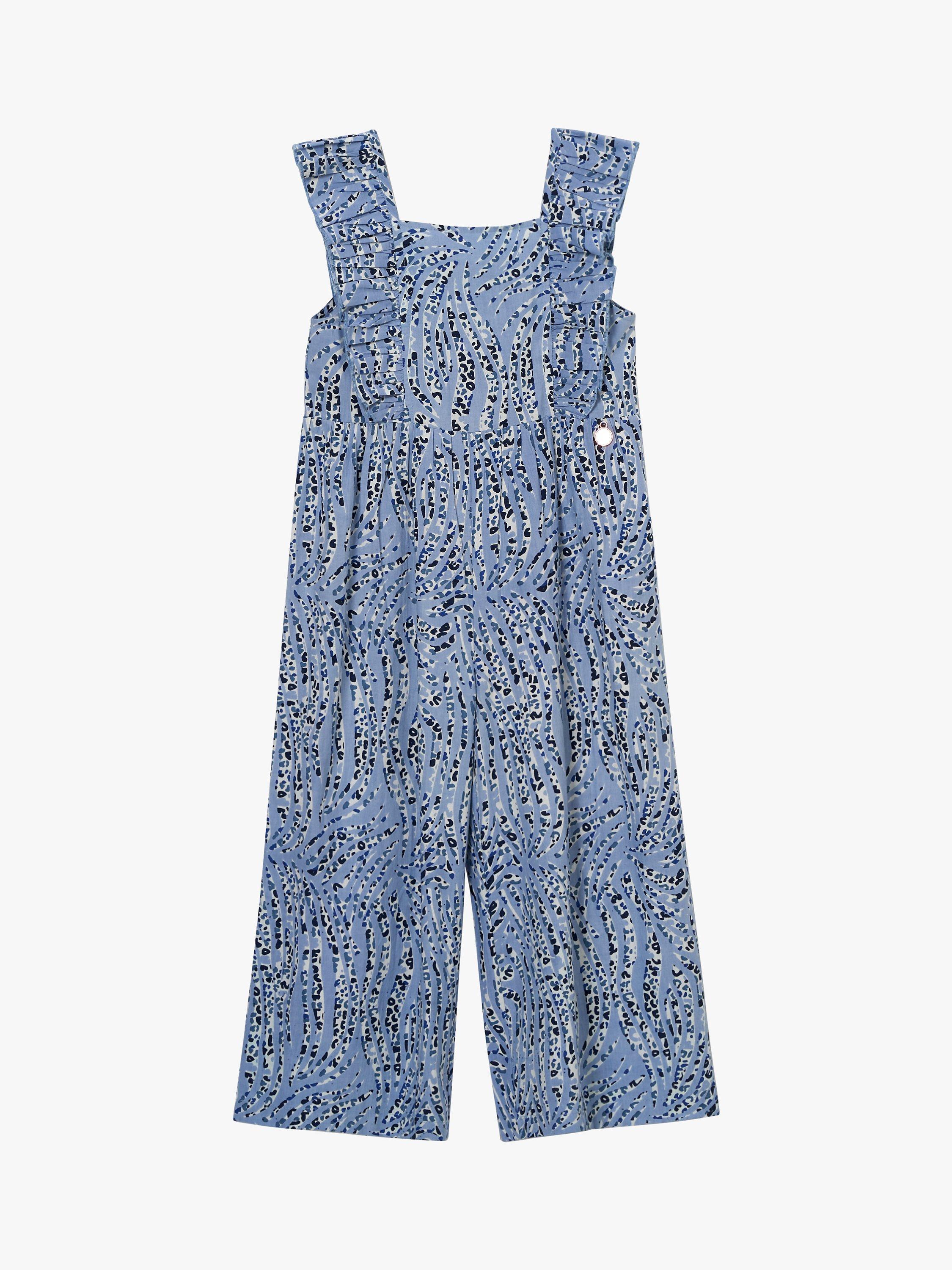 Product image 4 of 6, which shows Angel & Rocket Kids' Animal Print Jumpsuit, Blue, 3 years
