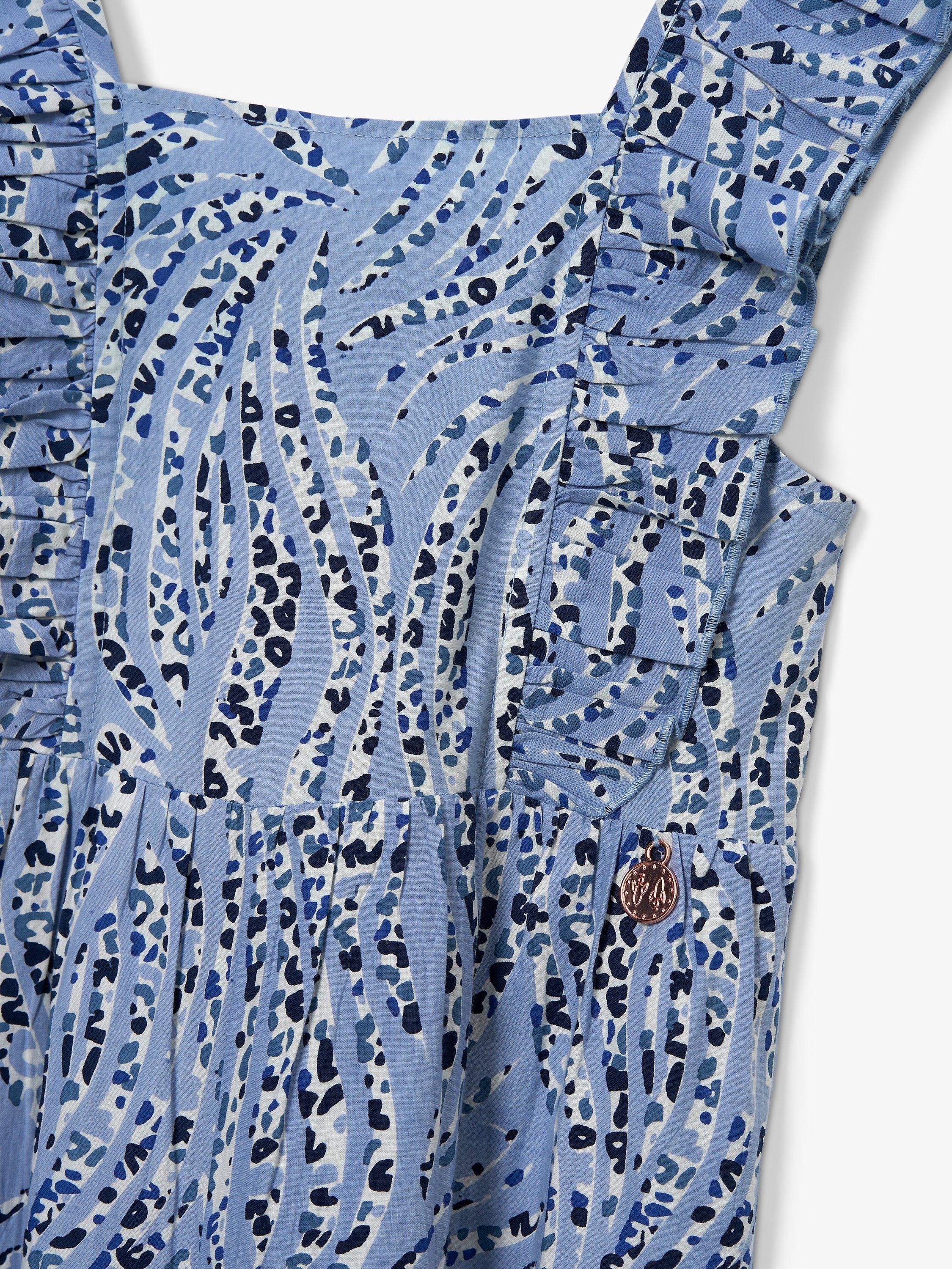 Product image 6 of 6, which shows Angel & Rocket Kids' Animal Print Jumpsuit, Blue, 3 years