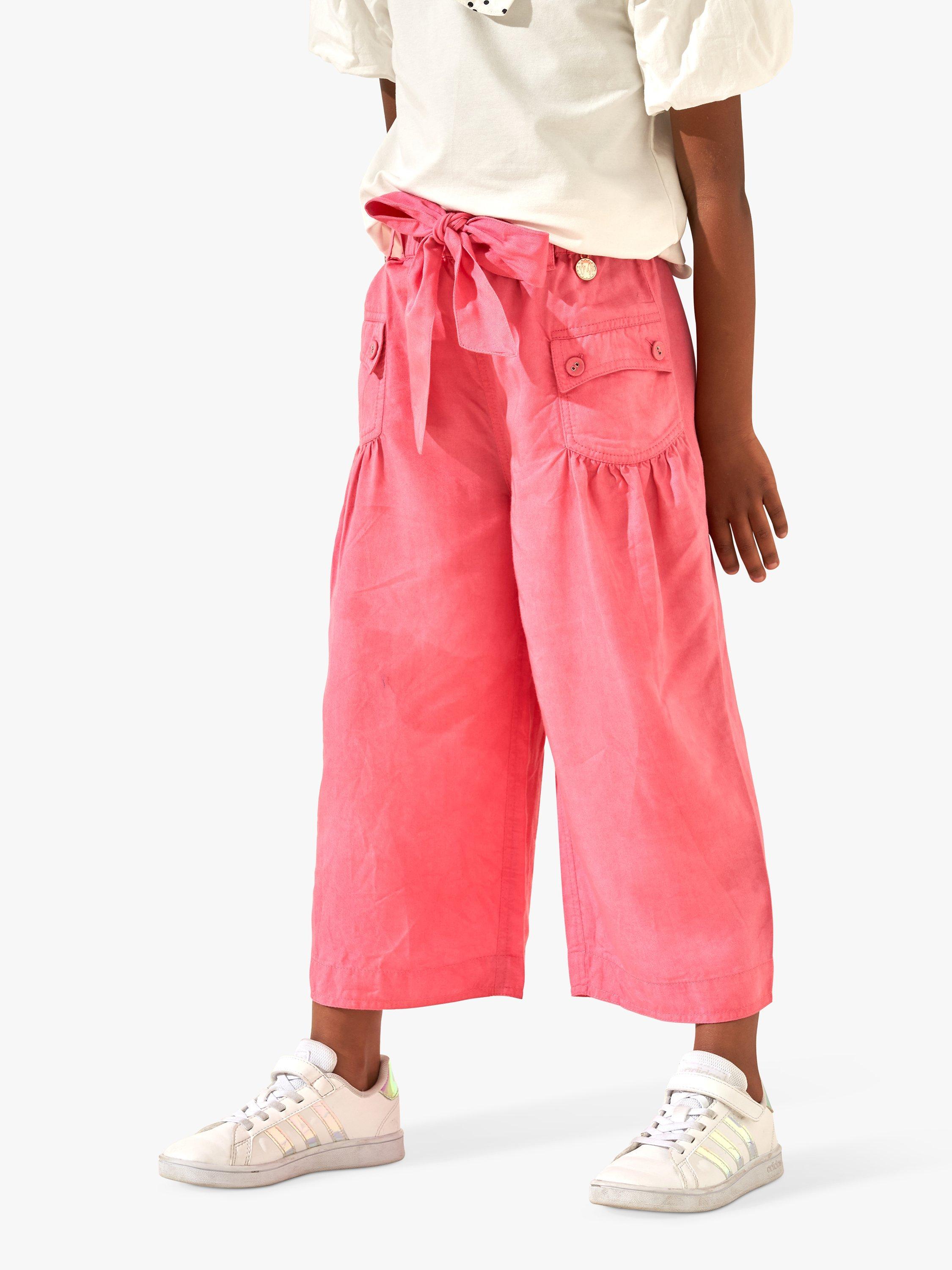 Product image 1 of 2, which shows Angel & Rocket Kids' Poppy Wide Leg Trousers, Pink, 5 years