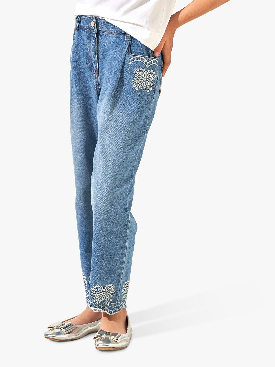 Angel & Rocket Kids' Embroidered Mom Jean, Blue