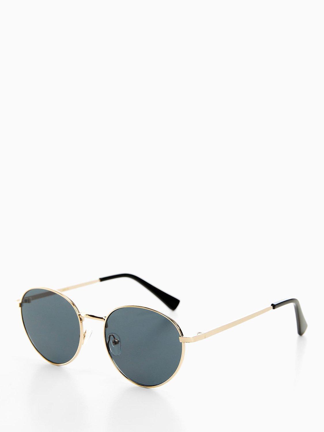 Mango Brooks Round Metal Rimmed Sunglasses, Gold