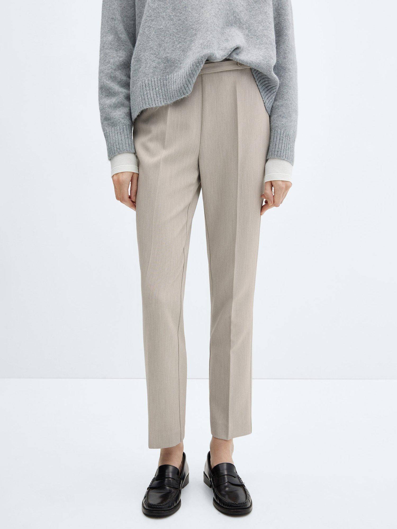 Mango Creta Straight Leg Trousers, Grey