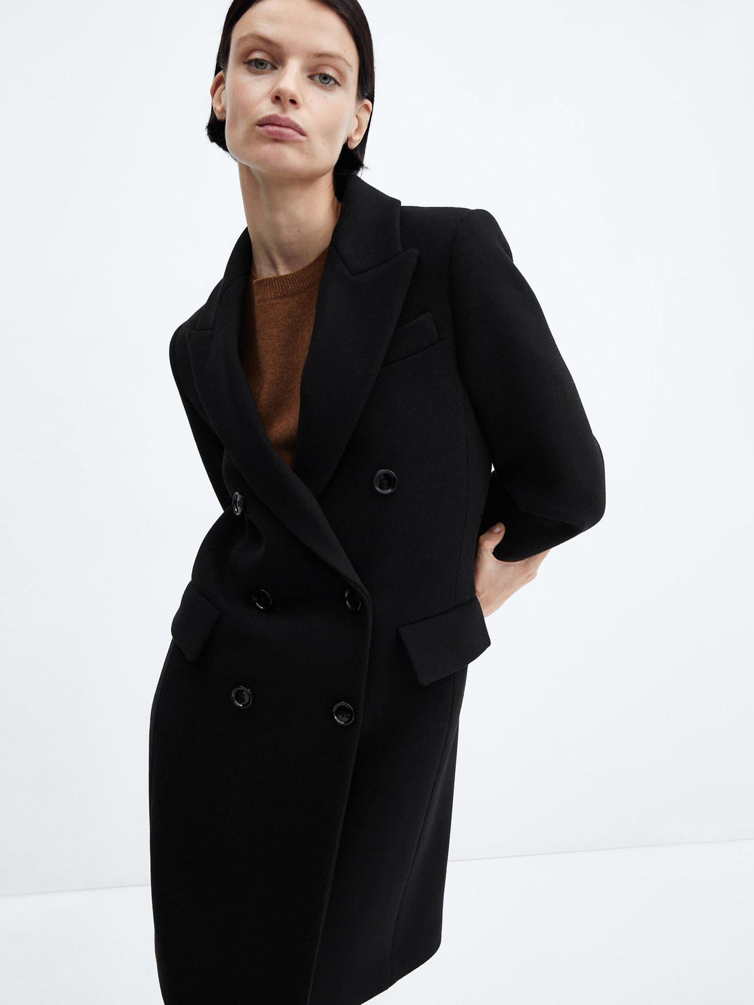 Mango Dali Wool Blend Coat, Black