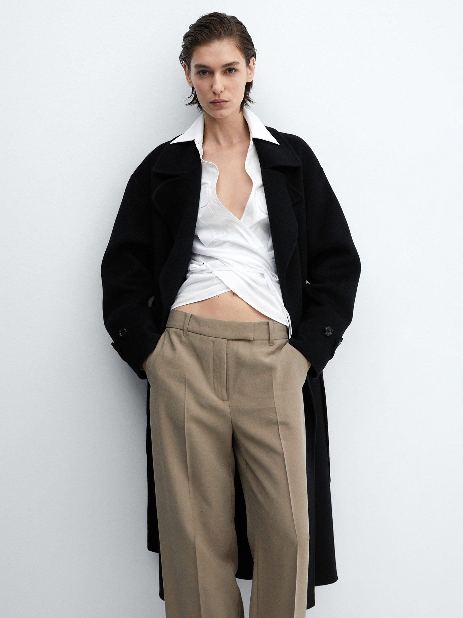 Mango Verdi Wool Blend Coat, Black