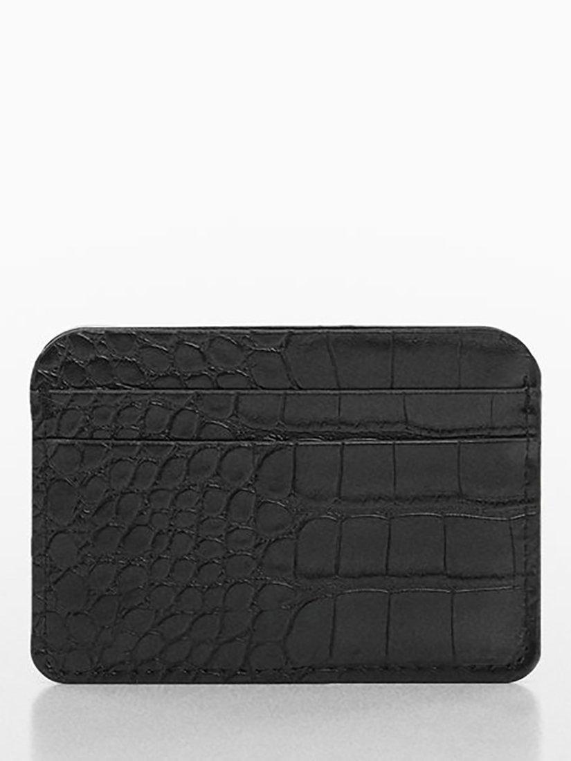 Product image 2 of 4, which shows Mango Leonor Croc Effect Card Holder, Black, One Size