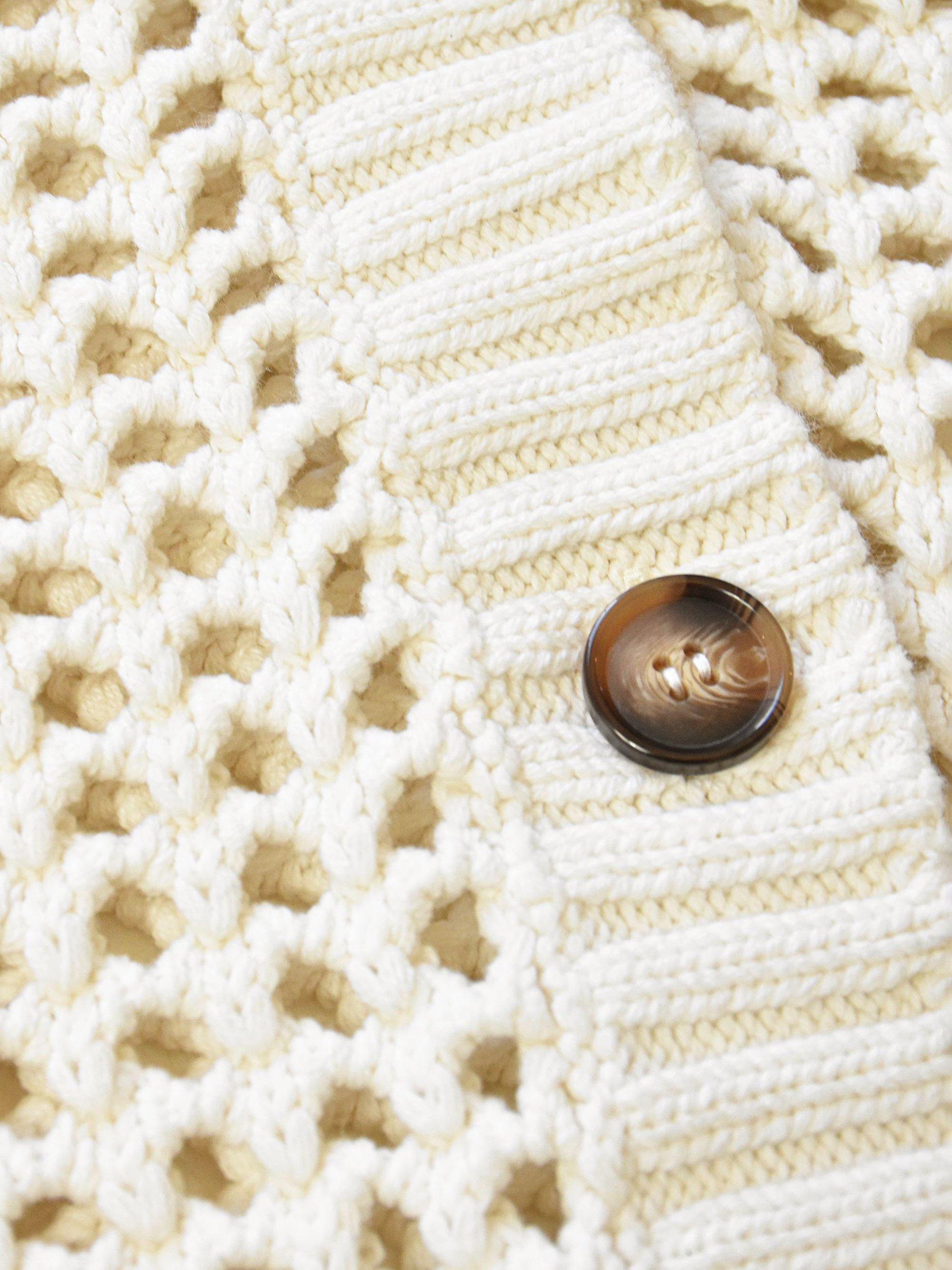 Product image 4 of 5, which shows Ro&Zo Crochet Knit Cardigan, Cream, M