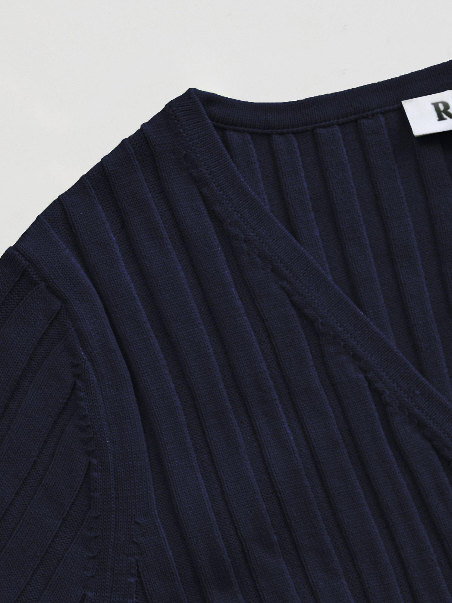 Product image 4 of 5, which shows Ro&Zo Wide Rib Knit V-Neck Maxi Dress, Navy, 8