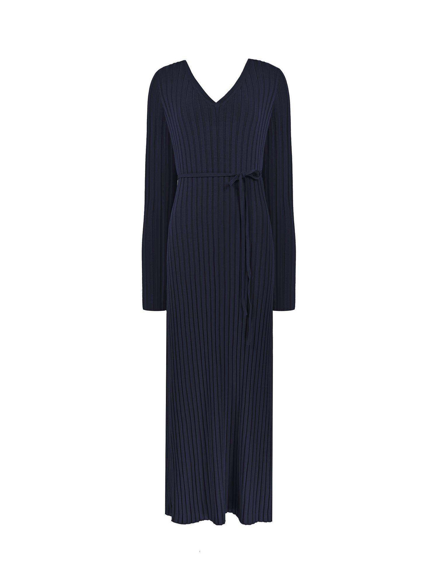 Product image 5 of 5, which shows Ro&Zo Wide Rib Knit V-Neck Maxi Dress, Navy, 8