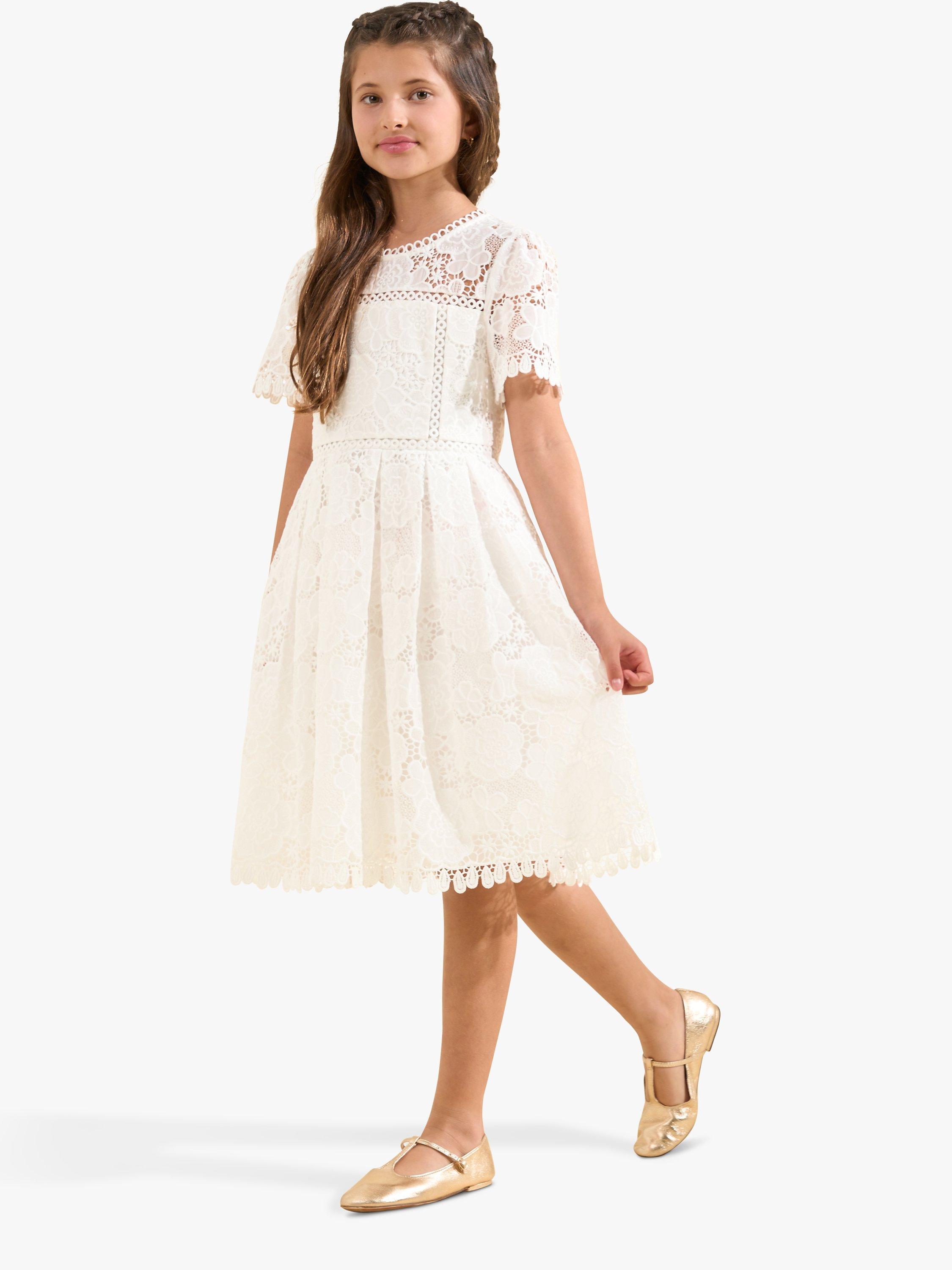 Product image 3 of 9, which shows Angel & Rocket Kids' Mavea Lace Dress, White, 4 years