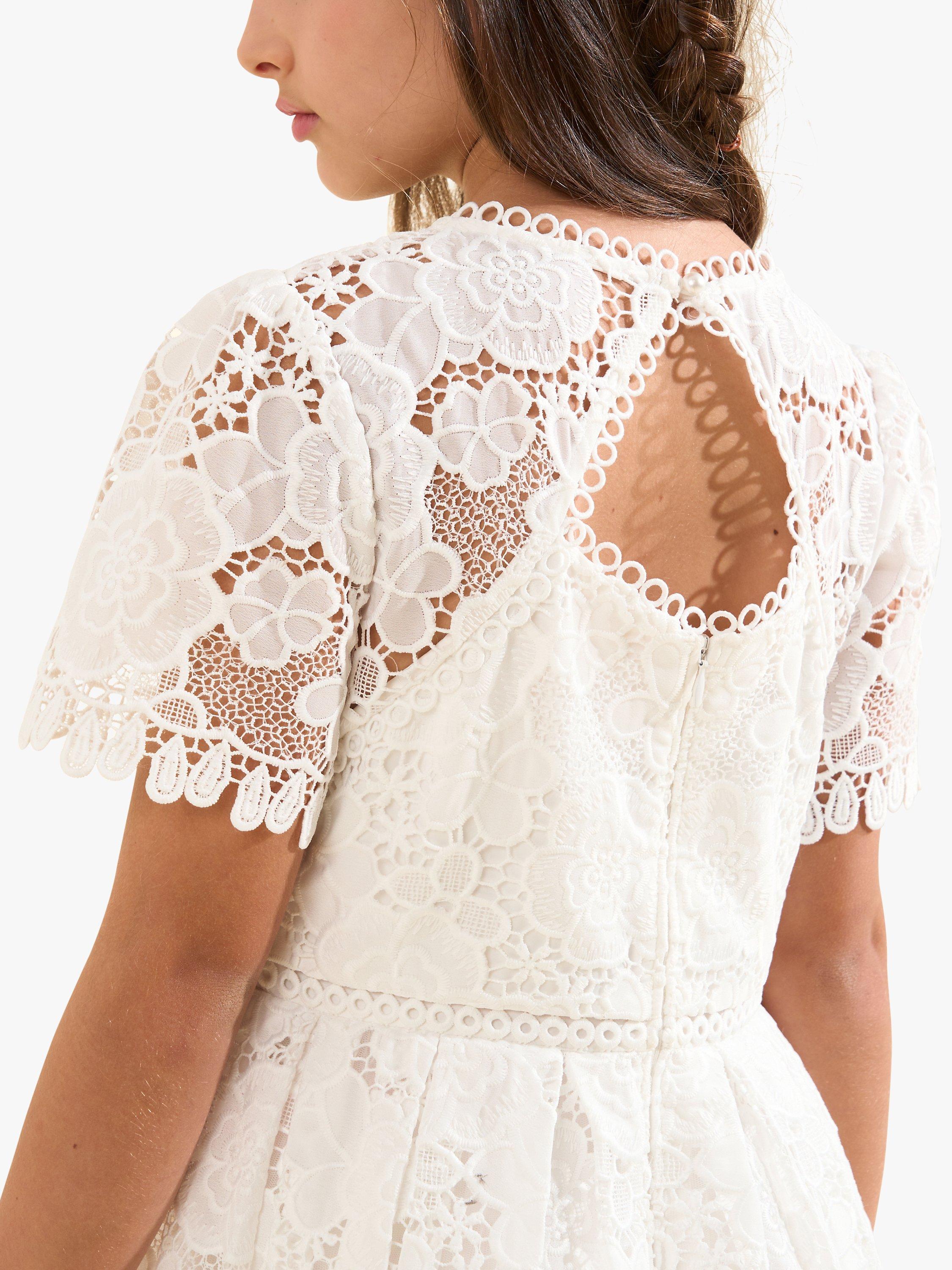 Product image 5 of 9, which shows Angel & Rocket Kids' Mavea Lace Dress, White, 4 years