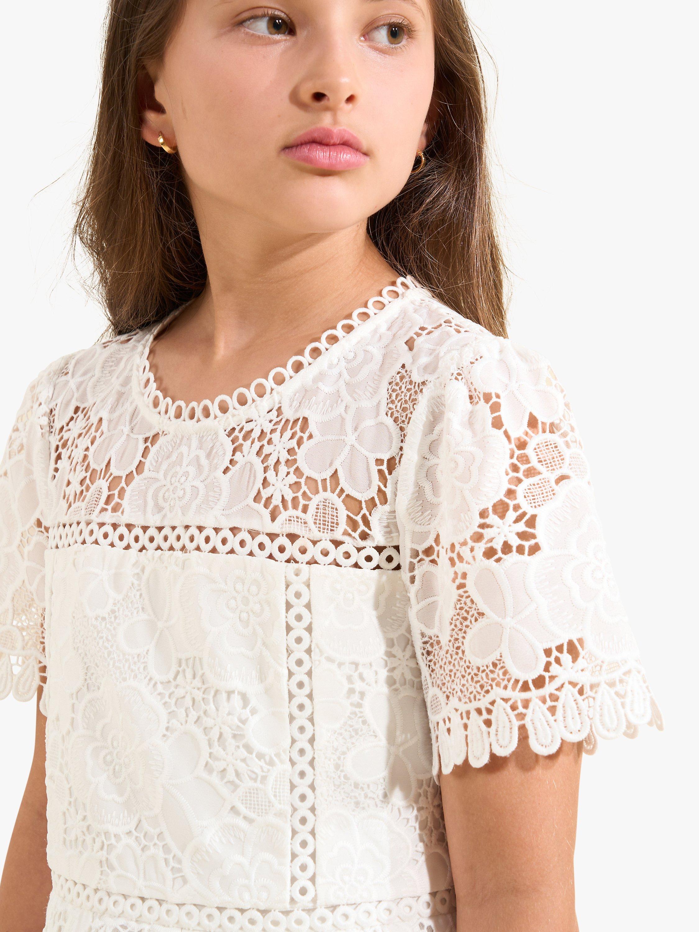Product image 6 of 9, which shows Angel & Rocket Kids' Mavea Lace Dress, White, 4 years