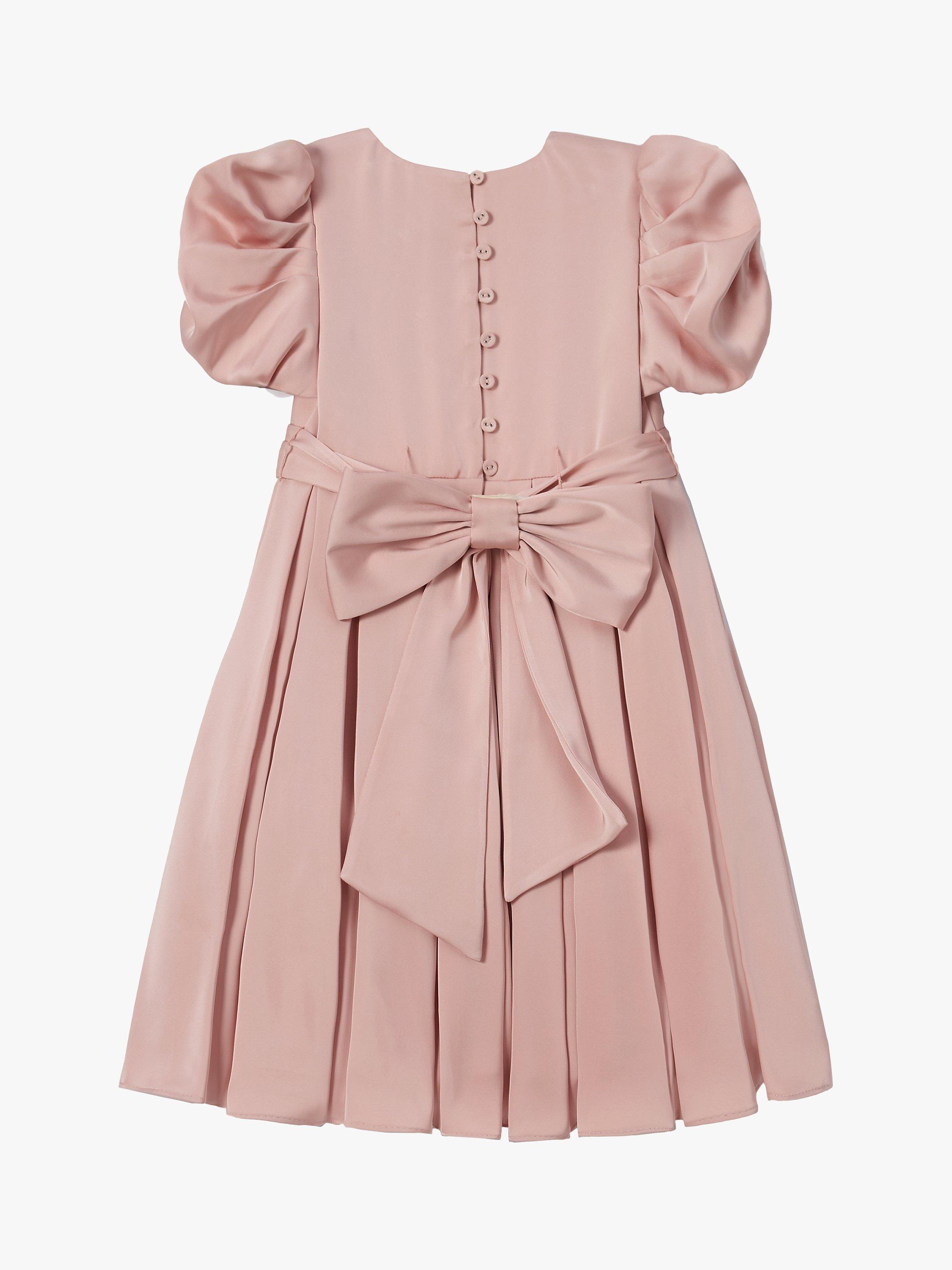Product image 6 of 7, which shows Angel & Rocket Kids' Portia Pleated Bodice Puff Sleeve Occasion Dress, Blush, 10 years