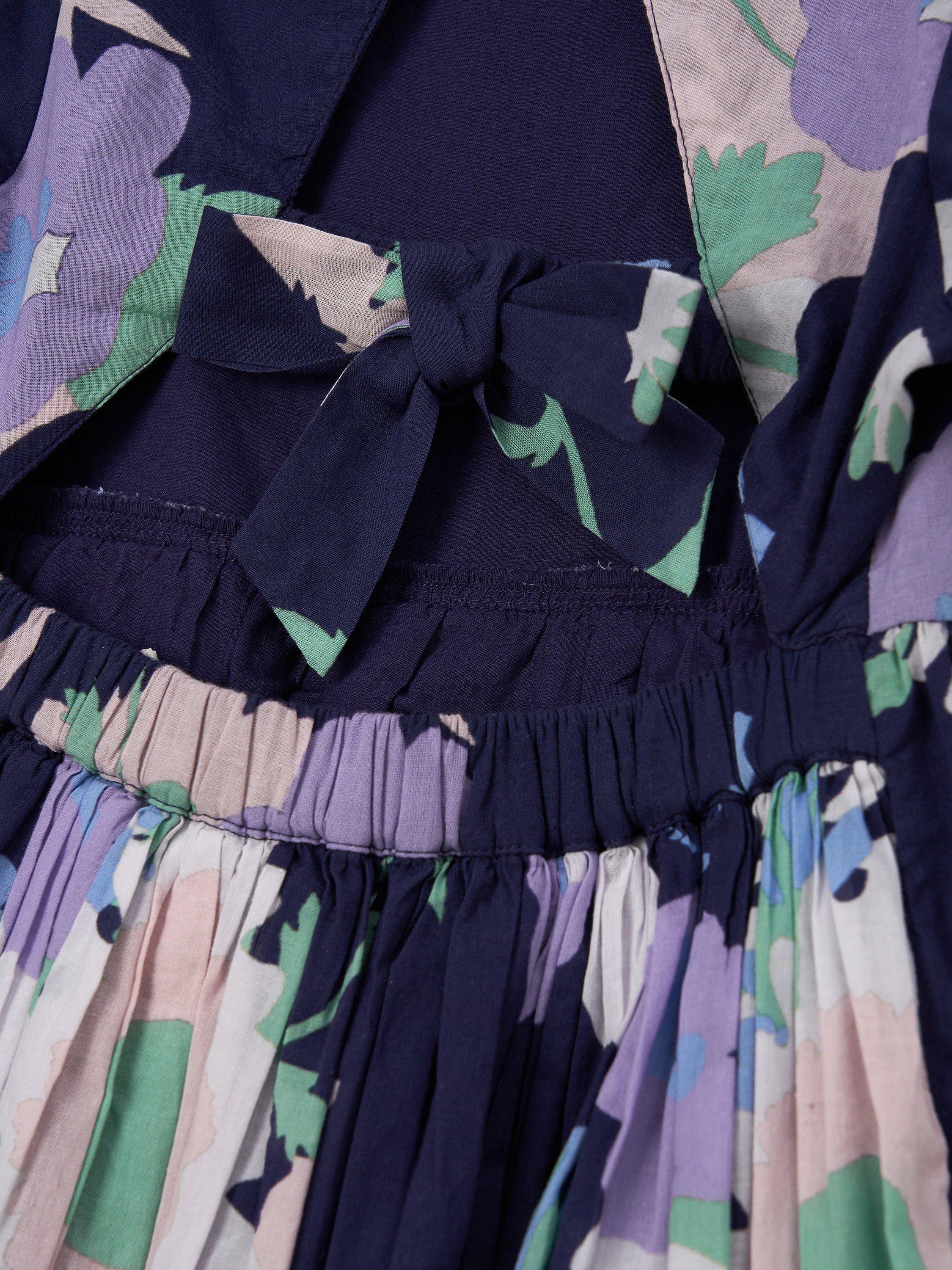 Product image 7 of 7, which shows Angel & Rocket Kids' Evita Floral Print Tie Back Print Dress, Purple, 6 years