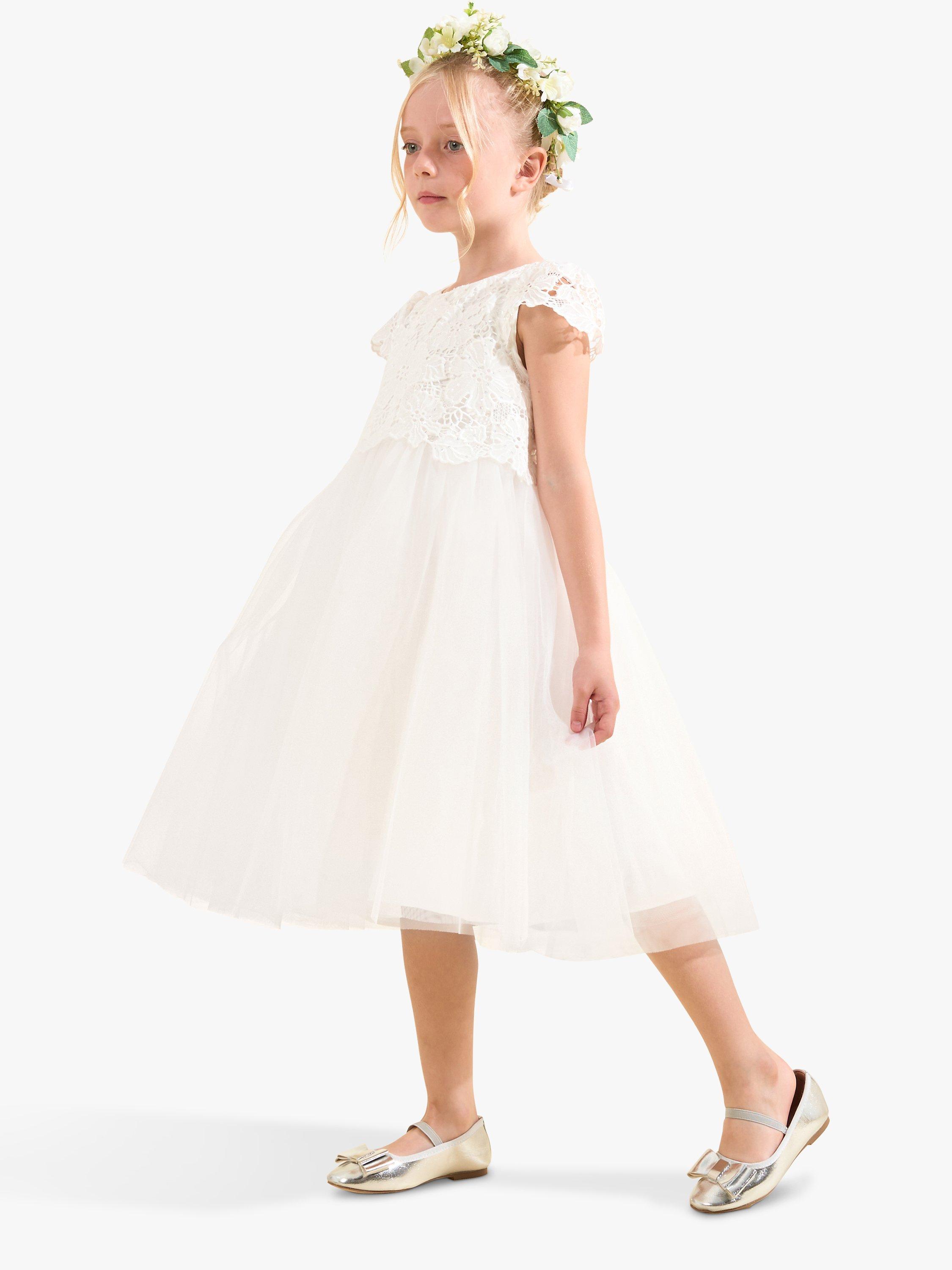 Angel & Rocket Kids' Esme Lace Bodice Dress, Ivory, 12 years