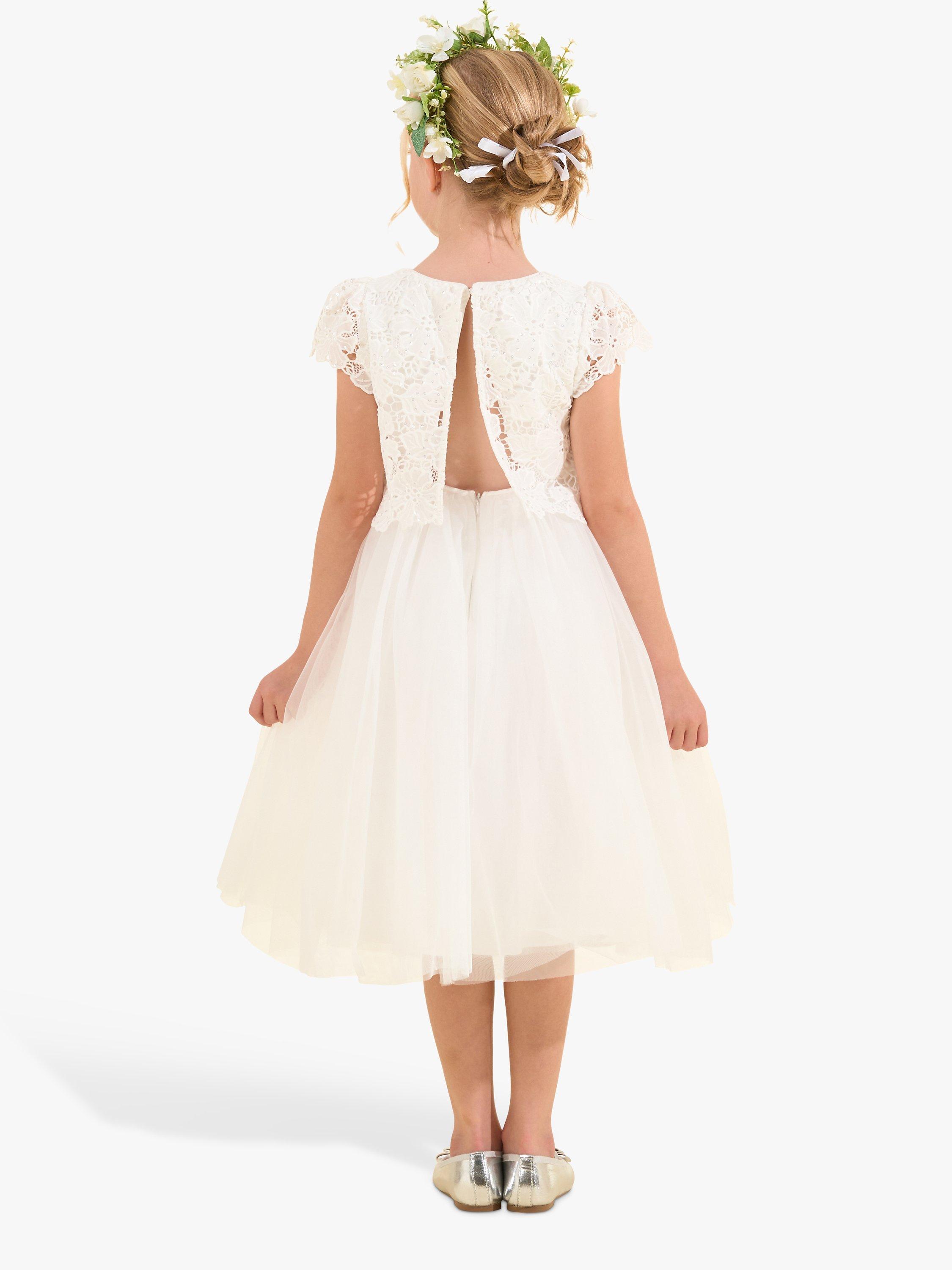 Angel & Rocket Kids' Esme Lace Bodice Dress, Ivory, 12 years