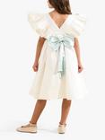 Angel & Rocket Kids' Sylvie Taffeta Sash Dress, White/Blue