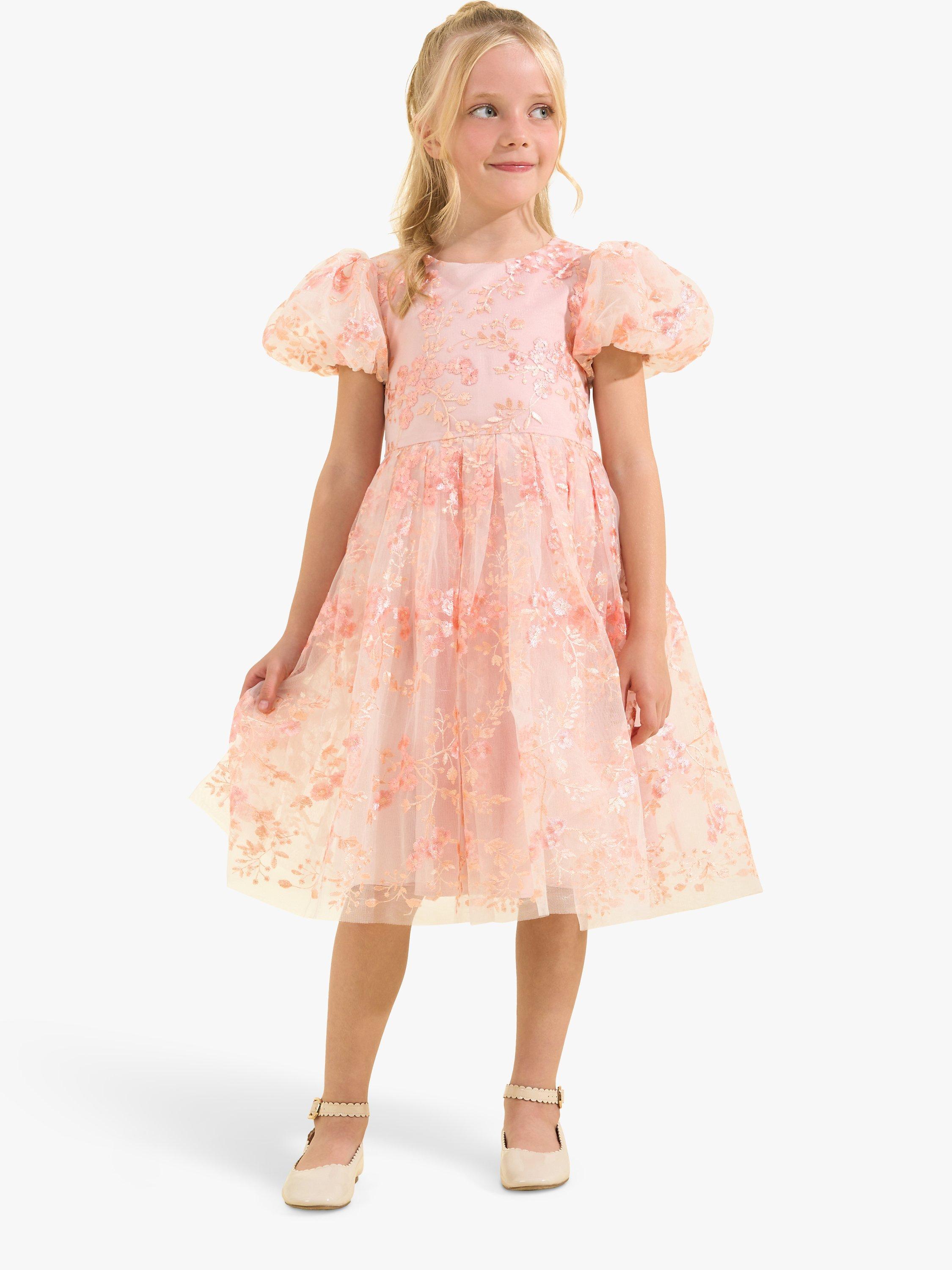 Angel & Rocket Kids' Noemie Floral Embroidered Dress, Pink