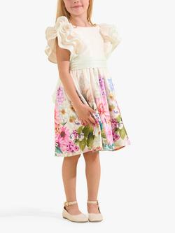 Angel & Rocket Kids' Floral Print Dress, Ivory, Ivory