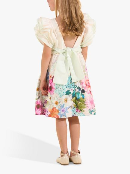 Angel & Rocket Kids' Floral Print Dress, Ivory - view 2, Ivory