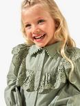 Angel & Rocket Kids' Amelie Broderie Shirt Dress, Sage, Sage