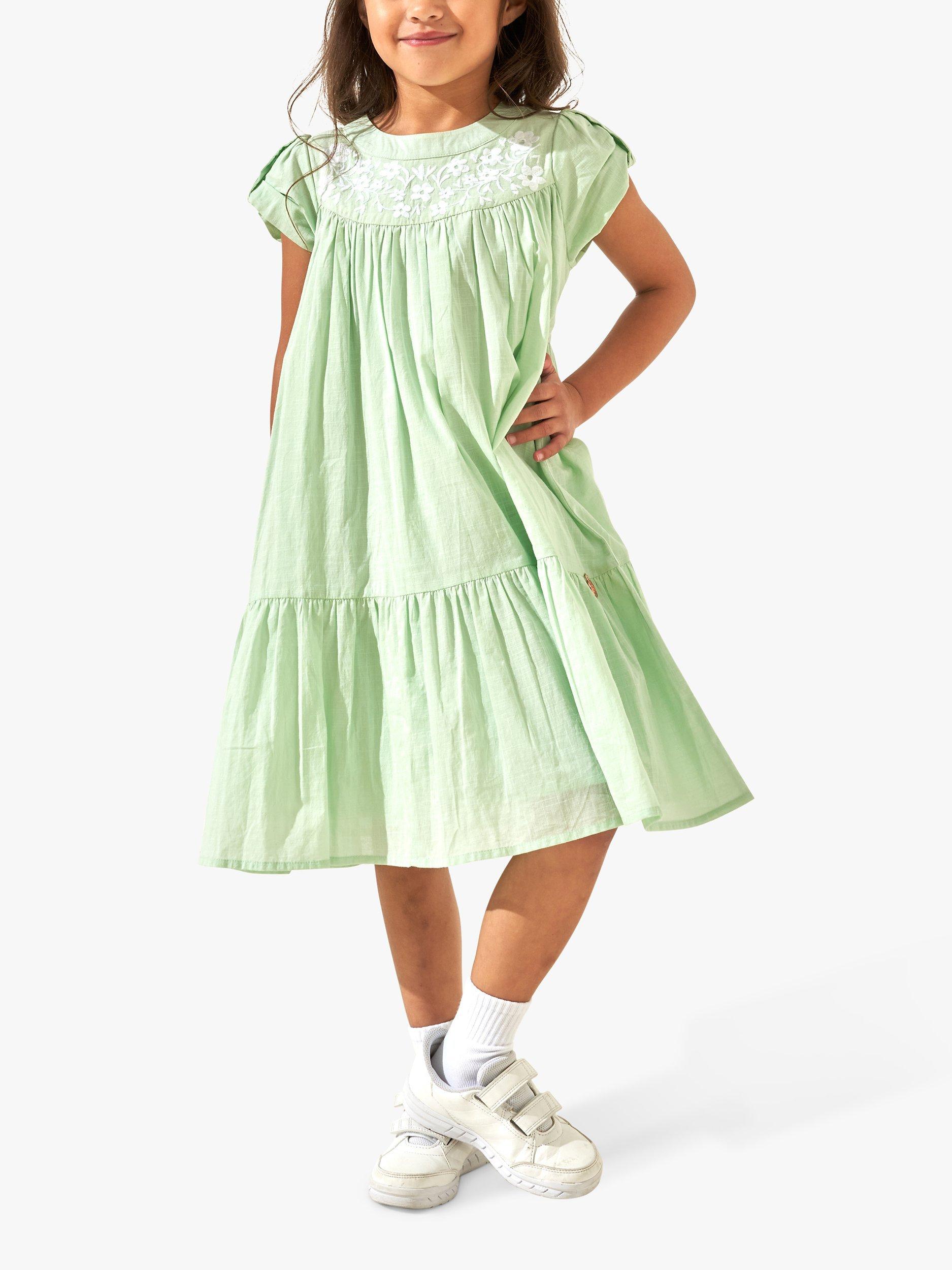 Angel & Rocket Kids' Embroidered Yolk Dress, Sage