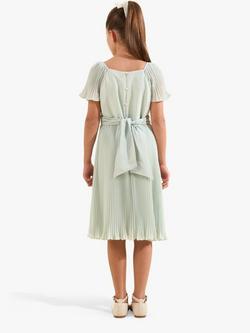 Angel & Rocket Kids' Camille Pleated Midi Occasion Dress, Sage - view 2, Sage