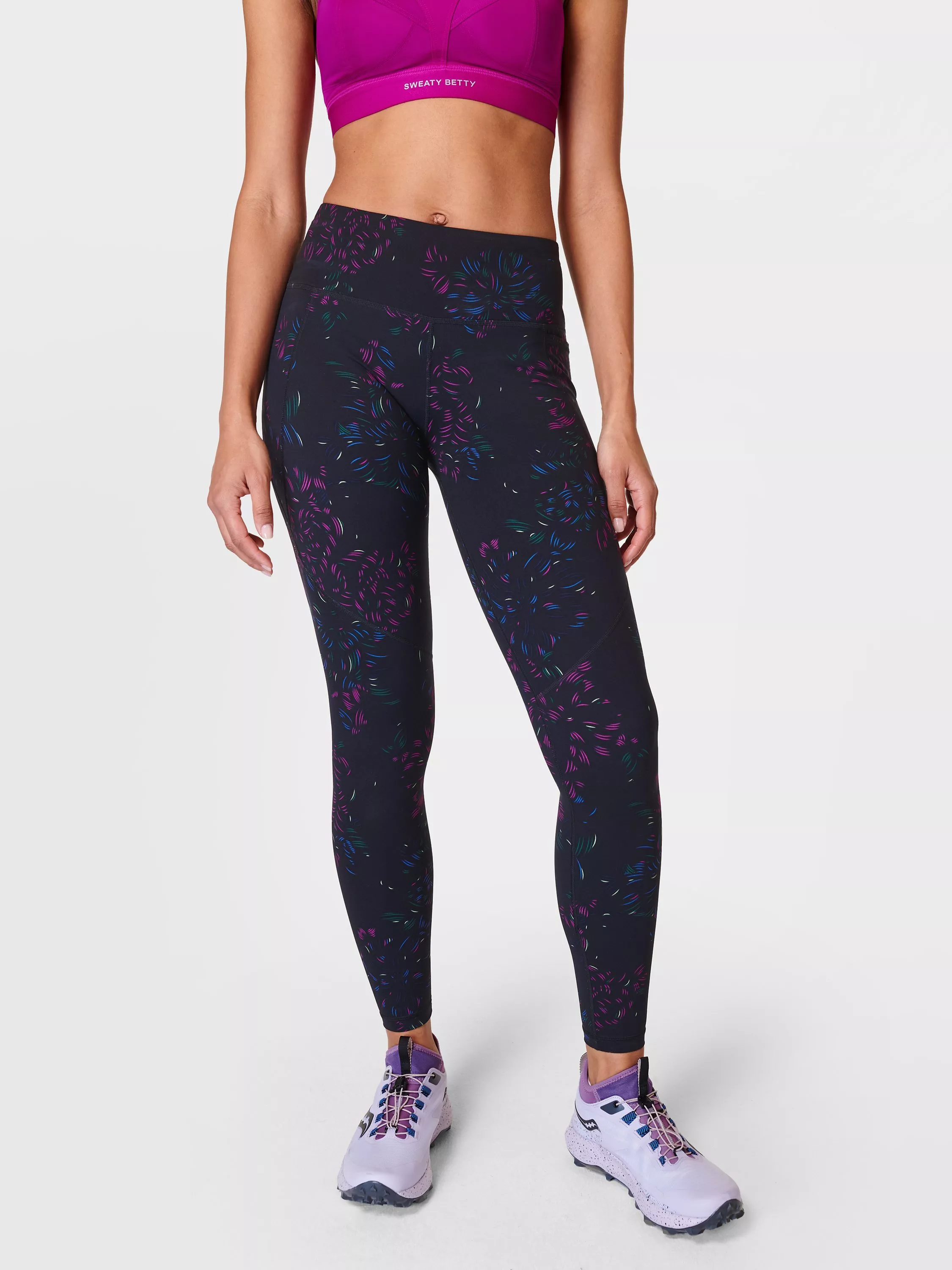 Sweaty Betty Power Workout Leggings Black Floral Stroke XXS
