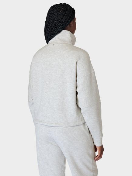 Sweaty Betty Sand Wash Funnel Neck Half Zip Sweatshirt - view 2, Ice Grey Marl