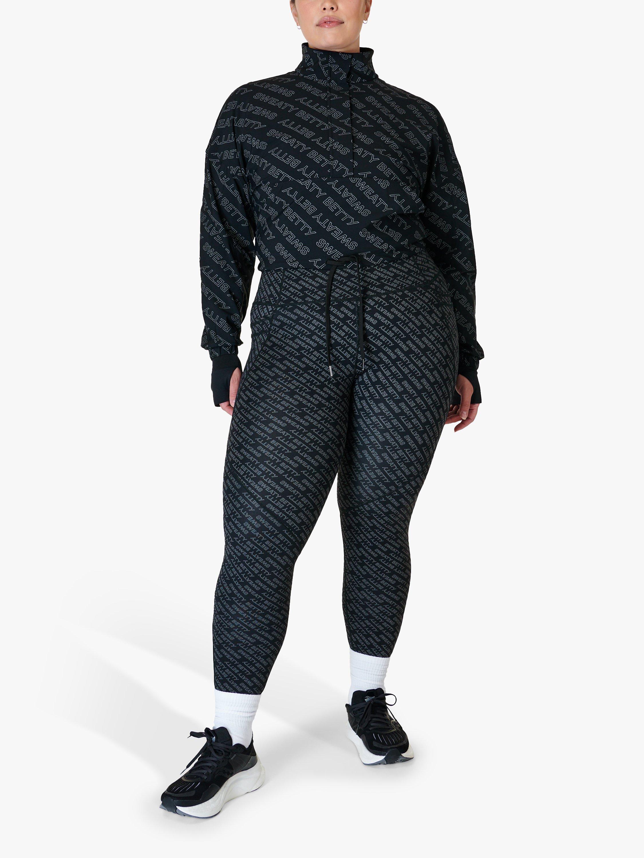 Product image 3 of 6, which shows Sweaty Betty Explorer Half Zip Logo Print Midlayer Top, Grey Glitch, S