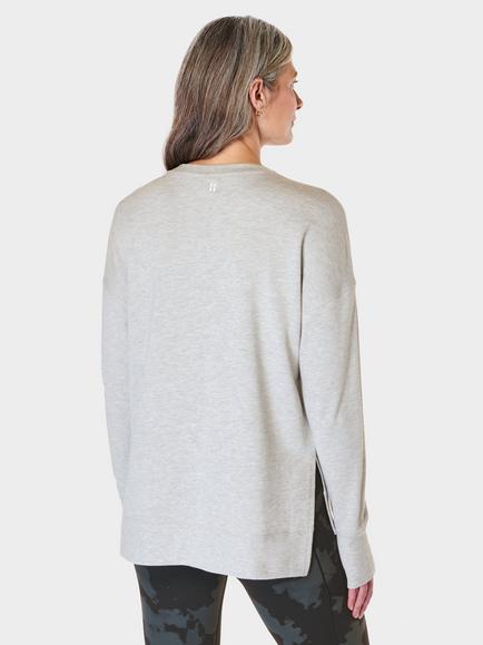 Sweaty Betty After Class Organic Cotton Blend Longline Sweatshirt - view 2, Light Grey Marl