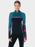 Sweaty Betty Athlete Seamless Half Zip Long Sleeve Top, Black Pink Reefteal