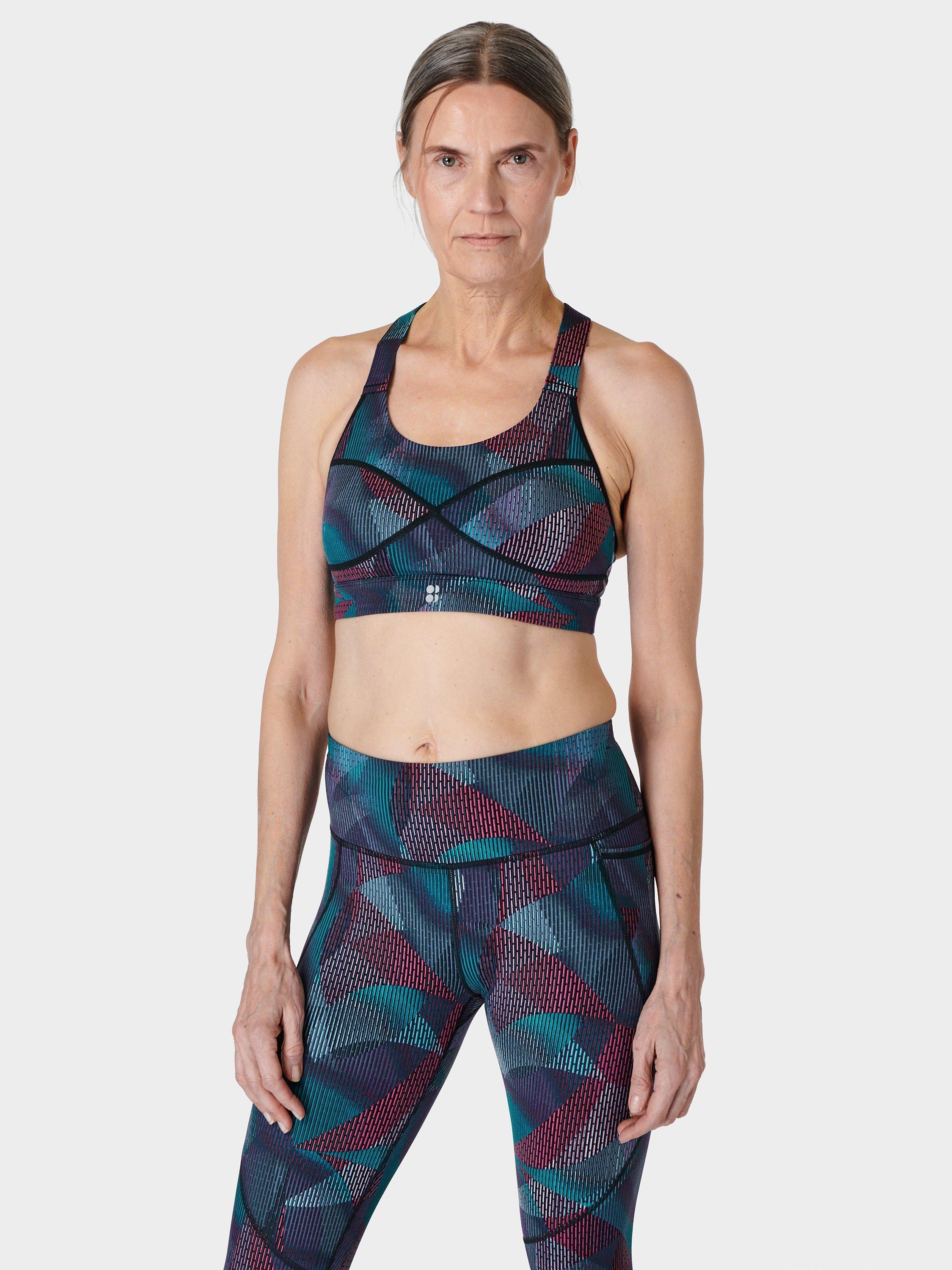 Sweaty Betty Power Medium Impact Sports Bra Grey Gradient Shapes