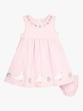 JoJo Maman Bébé Baby Duck Floral Embroidered Dress, Pink