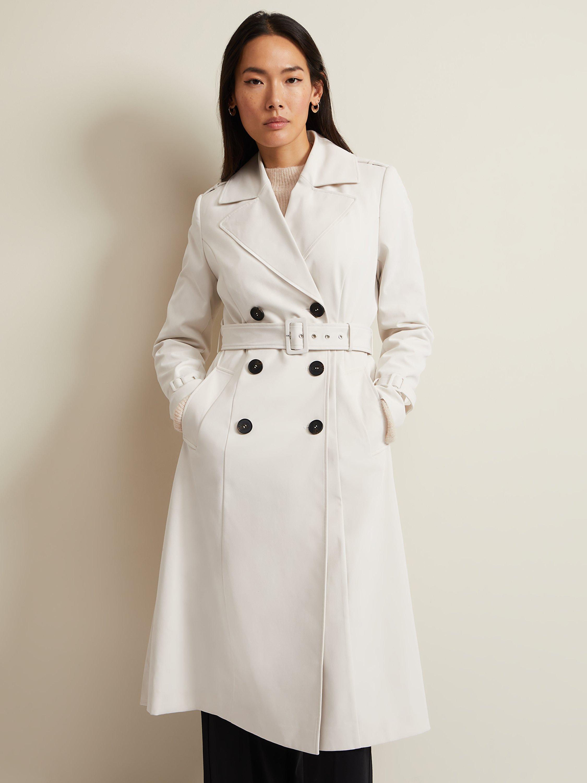 Phase Eight Eleanor Pleated Back Trench Coat Ivory