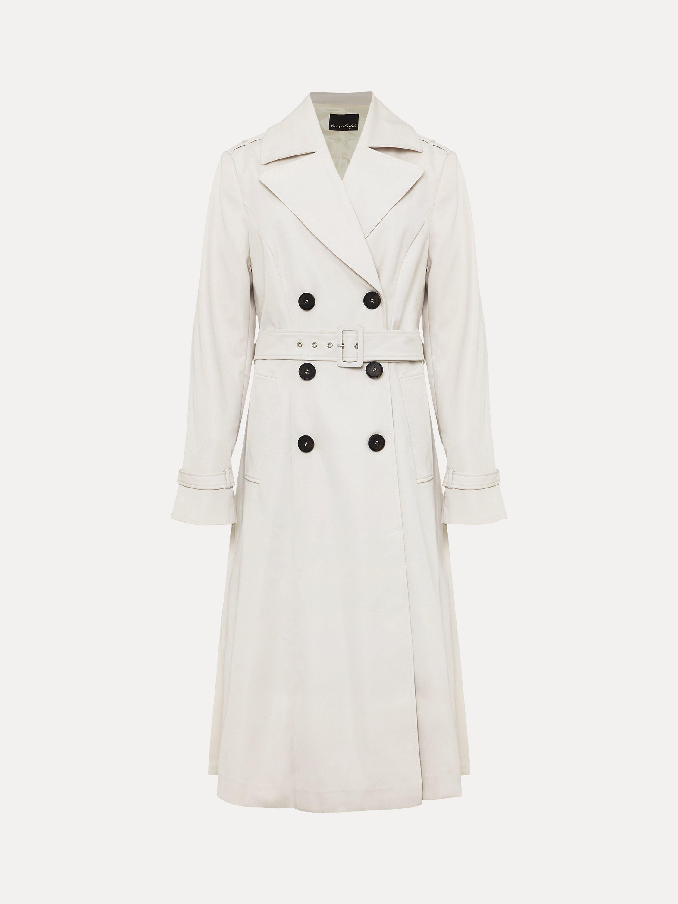 Phase Eight Eleanor Pleated Back Trench Coat, Ivory, 8