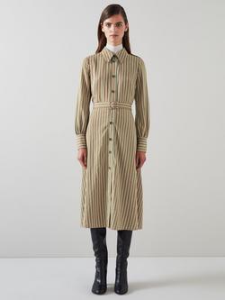 L.K.Bennett Frances Striped Midi Shirt Dress, Multi, Multi