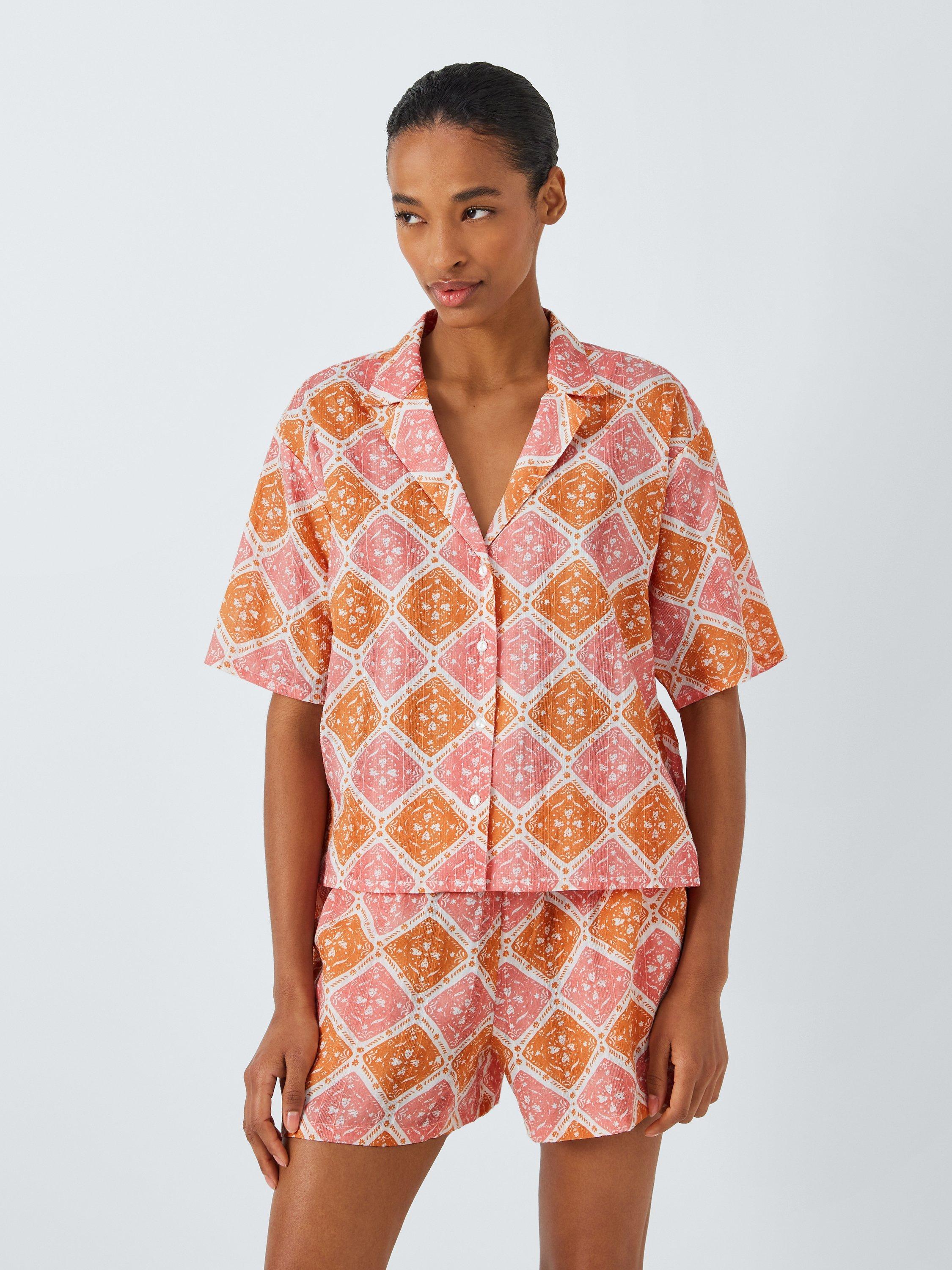 AND/OR Mosaic Tile Pyjama Shirt, Pink/Multi
