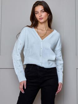 Chi Chi London Pearl Oversized Cardigan, Cream - view 2, Cream