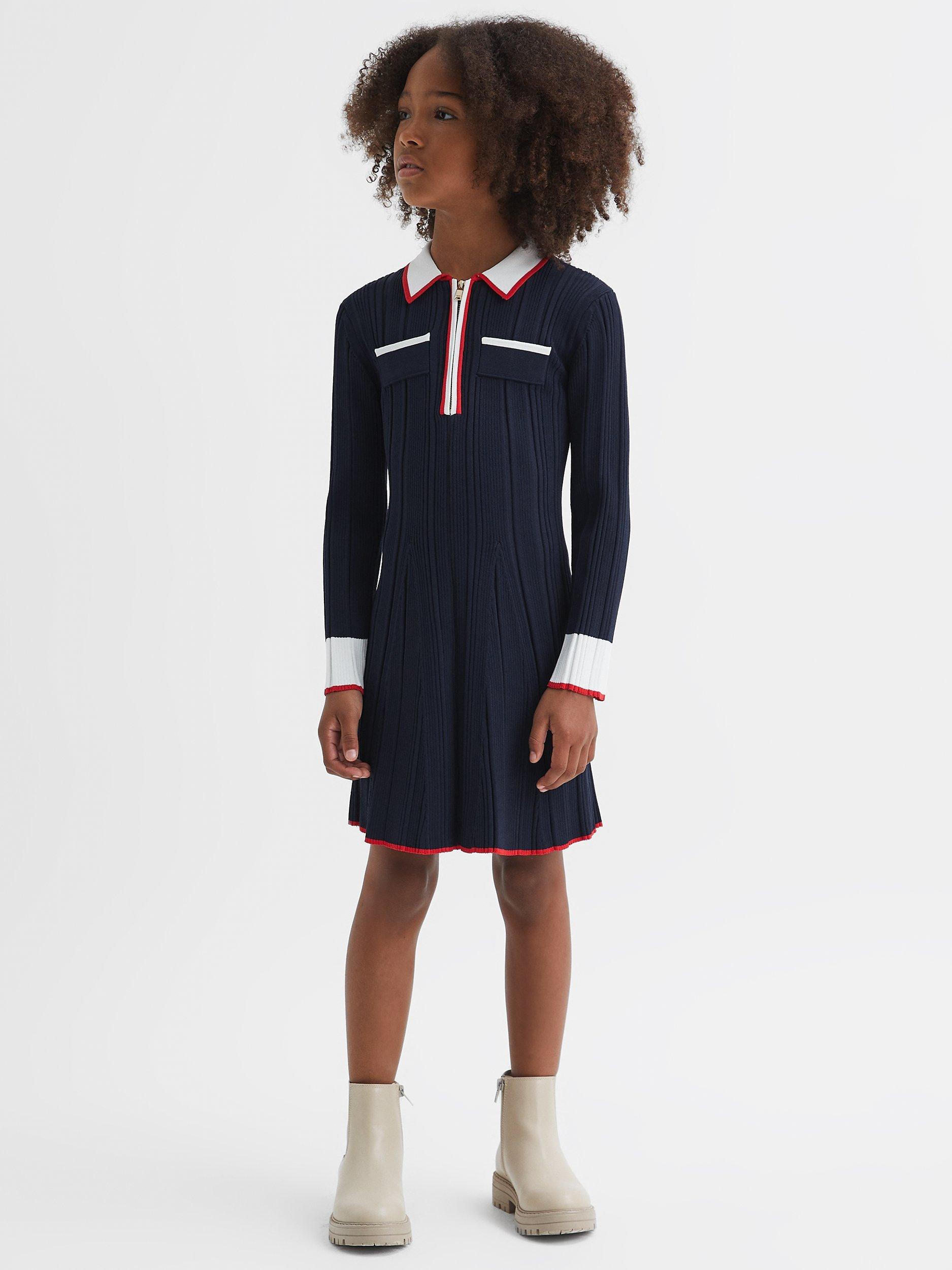 Reiss Kids' Annie Knitted Dress, Navy