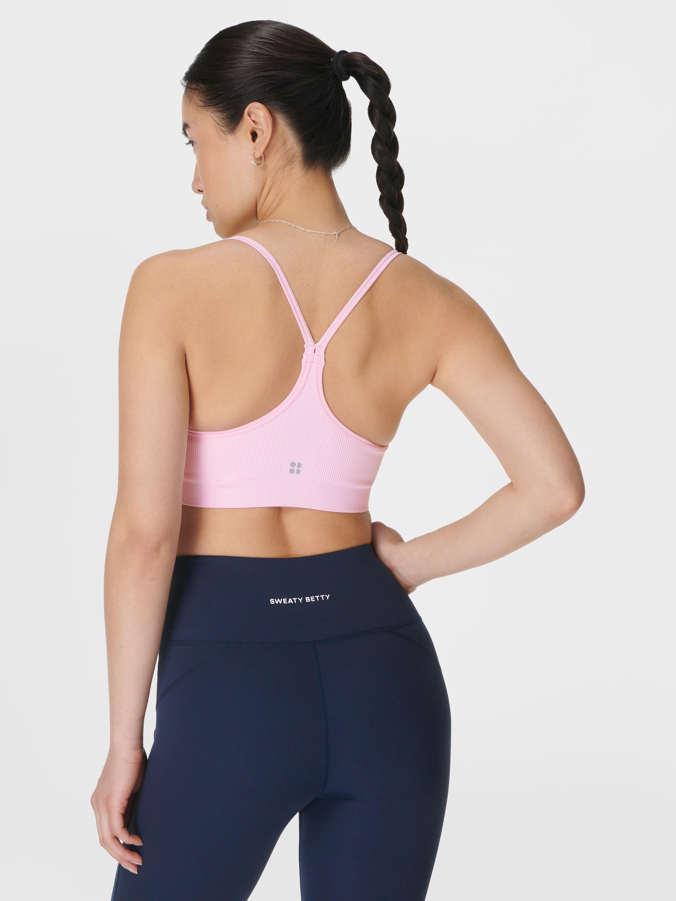 Product image 3 of 5, which shows Sweaty Betty Spirit Restored Yoga Sports Bra, Nerine Pink, XS